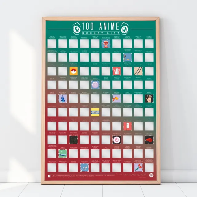 Gift Republic Bucketlist Scratch Poster - 100 Anime Films & Series Multi