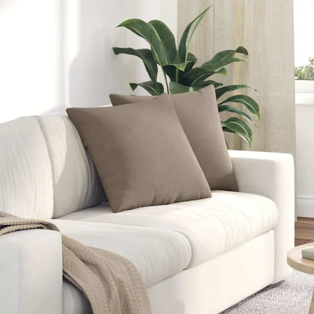 vidaXL Sofa Kussens 2 st Microvezel Stof Taupe 50 x 50 cm