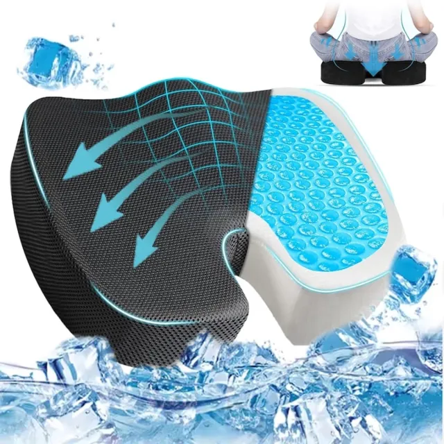 TENZHVXI Orthopedisch zitkussen - Stuitkussen - TENZHVXI® - Gemaakt van traagschuim en gel - Met afneembare hoes - Voor bureaustoel of autostoel - Biedt comfort aan het stuitje - Ademende en antislip hoes zwart