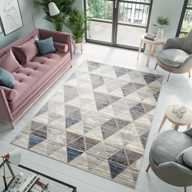 Tapiso Asthane Vloerkleed Grijs Blauw Slaapkamer Woonkamer Tapijt Grijs3