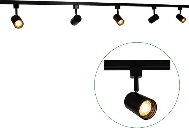 LedLoket LED 1-fase Rails | Zwart | 3 meter | Dimbaar | Incl. 5x railspots