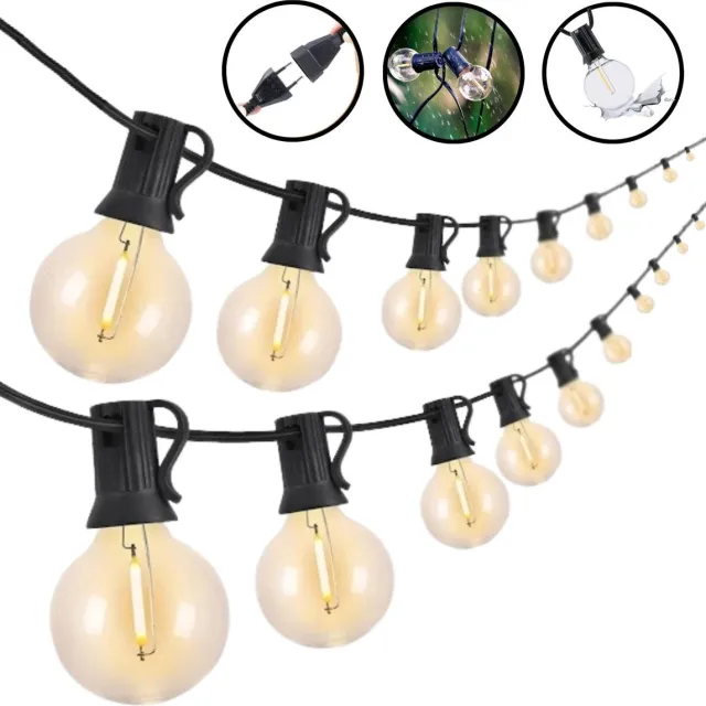 Homezie Lichtsnoer | 16 meter met 30 kunststof LED lampjes | Voor buiten en binnen | Warm wit | Waterdicht | Koppelbaar & Dimbaar