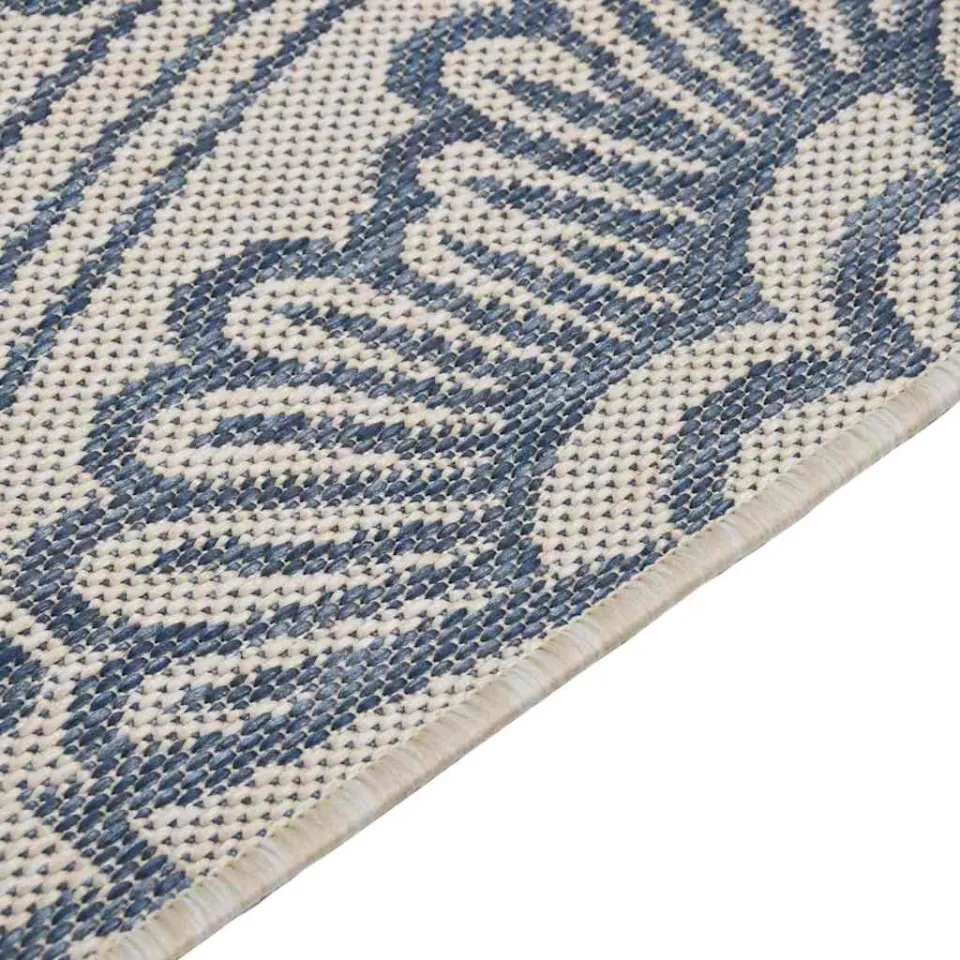 vidaXL Buitenkleed met patroon platgeweven 100x200 cm blauw, foto 4