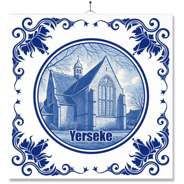 MC Living Tegel Met Opdruk | Yerseke | Delft Blauw | Cadeau | Inclusief Geschenkdoos | Standaard | Ophangsysteem Multi-Color