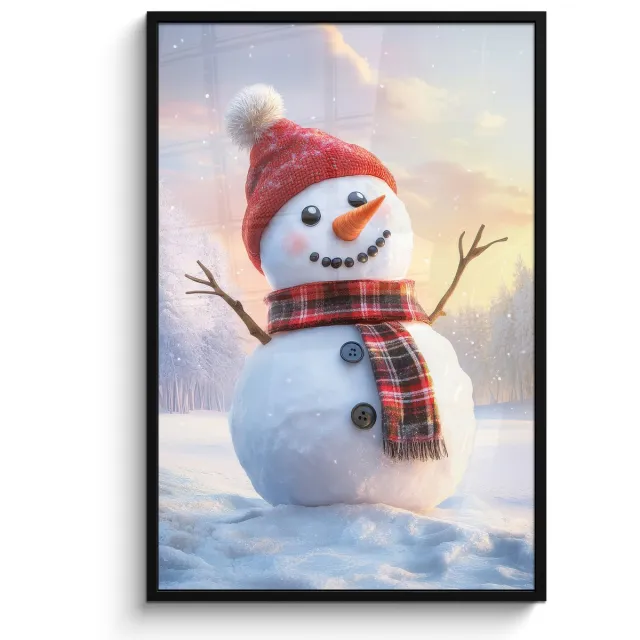 FrameYourWall Poster in lijst - Fotolijst 80x120 cm - Posters - Sneeuwpop - Zonsondergang - Wit - Posterlijst zwart - Decoratie - Wanddecoratie woonkamer - Muurdecoratie slaapkamer