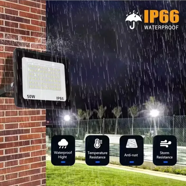 LumiGuard 100 100W Krachtige, Waterdichte LED Schijnwerper voor Tuin en Terras-Terrasverlichting-Tuinverlichting-Anti-roest 2025-Buitenverlichting-Garageverlichting-Outdoor 100W LED Floodlight 300Watt LED Flood Light Waterdicht IP66- Led zwart