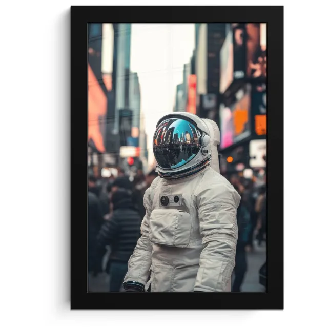 FrameYourWall Poster in lijst - Fotolijst 20x30 cm - Posters - Stad - Mensen - Astronaut - Wit - Posterlijst zwart - Decoratie - Wanddecoratie woonkamer - Muurdecoratie slaapkamer
