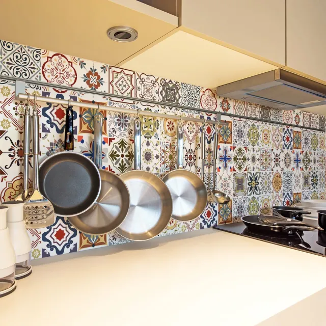 Ambiance Sticker Zelfklevende tegelmuurstickers voor keuken en badkamer - 24 Leona Azulejos cementtegelstickers - 24 stickers, 15x15cm Multi color
