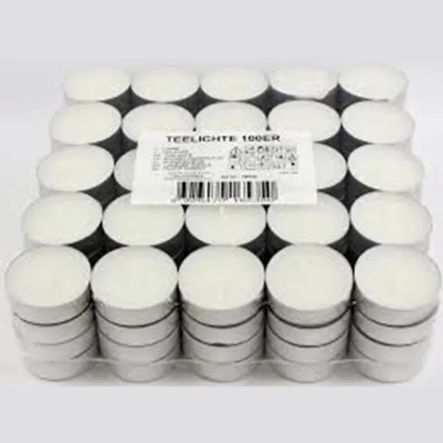 Jean Products Theelichtjes - waxinelichtjes - 100 stuks - Brandduur 4/4,5 uur Wit