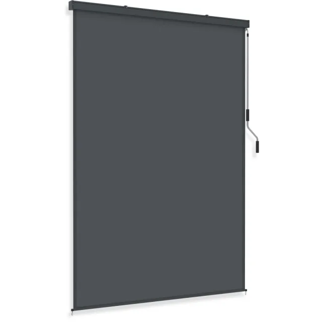NAIZY Verduisterend Rolgordijn 180x250 cm Buitenrolgordijn met Zonnescherm, Zwengels, Verticale Zonwering voor Ramen, Balkon & Terras, Rolgordijnen, UV-bescherming, Privacyscherm, Verticale Zonwering, Wandmontage, Antraciet