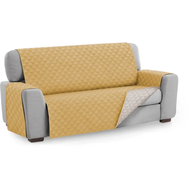 Ibenzoa Omkeerbare Gewatteerde Bankbescherming voor 3-Zits Fauteuils in Mosterdkleur
