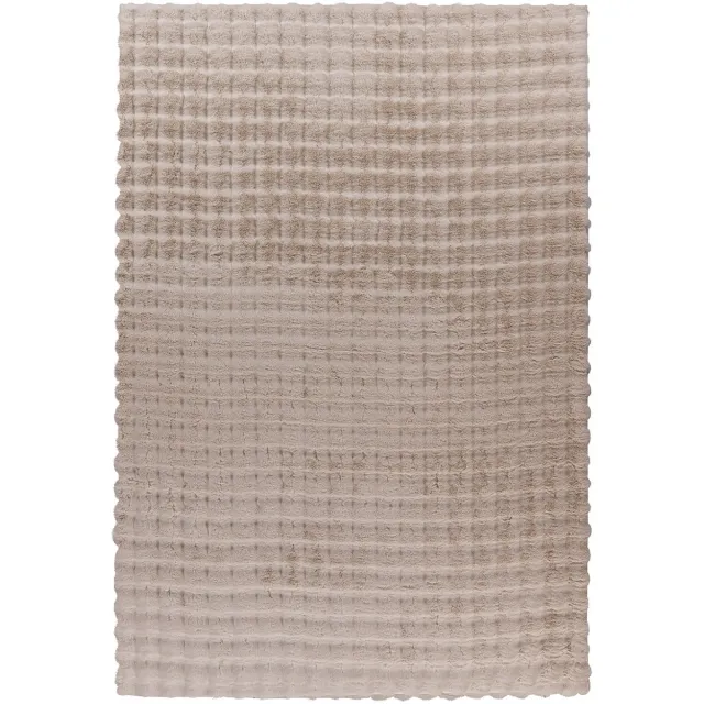 Padiro knus hoogpolig shaggy vloerkleed 200 x 290 cm - donkerbeige - geometrisch Scandinavisch patroon - voor vloerverwarming - van polyester en katoen
