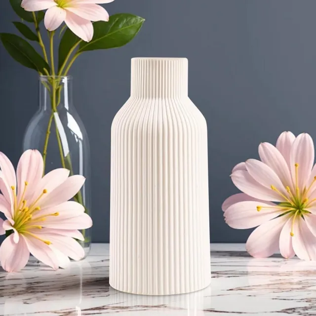 By Shayne ByShane - Keramieken vaas in wit met minimalistisch design - 20 cm - voor verse en droge bloemen - woonaccessoire Any