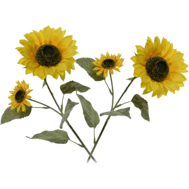 Bellatio Flowers & Plants 6x stuks gele zonnebloemen kunstbloemen 72 cm - Helianthus - Kunstbloemen/kunsttakken - bloemen/planten Geel