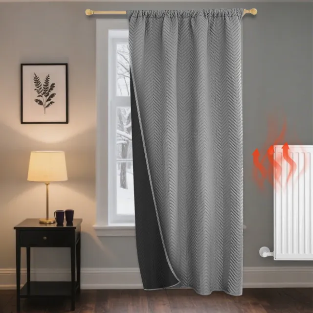 Qelus Panelen Verduisterend Gordijn - Blackout Effen Gordijnen - Thermisch Isolerend en Geluidswerend - Warmte & Koudeblokkerend Overgordijnen- Voor Woonkamer & Slaapkamer, B 140 x H245cm -1 stuk (Grijs)