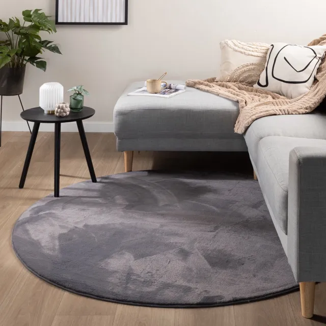 NATURL. Rond laagpolig vloerkleed - Cozy Antraciet - Ø 150cm