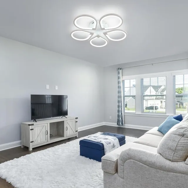 Haobosic Plafonnier LED minimaliste en acrylique - Blanc sable 5 modules 60x60x8cm 50W 6500K IRC80 220V White