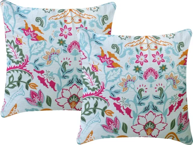 Urbane Hide Set van 2 Kussenshoes 45x45cm | Buiten kussenhoezen | kussensloop | sierkussens | cushion cover | katoen | Cotton Canvas digital print blauw