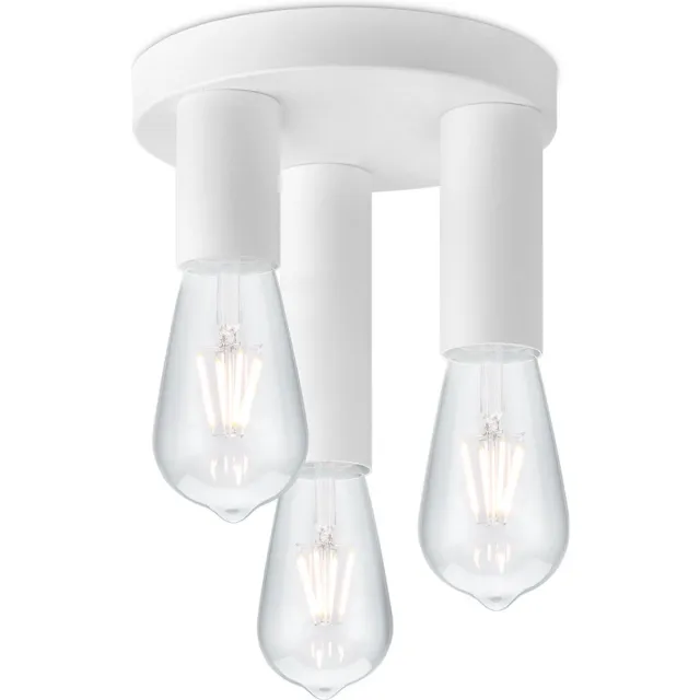 Home Sweet Home Moderne LED Plafondlamp Marna - Wit - 19/19/16.5cm - Rond - geschikt voor E27 fitting - 3 lichts Plafondlamp gemaakt van metaal
