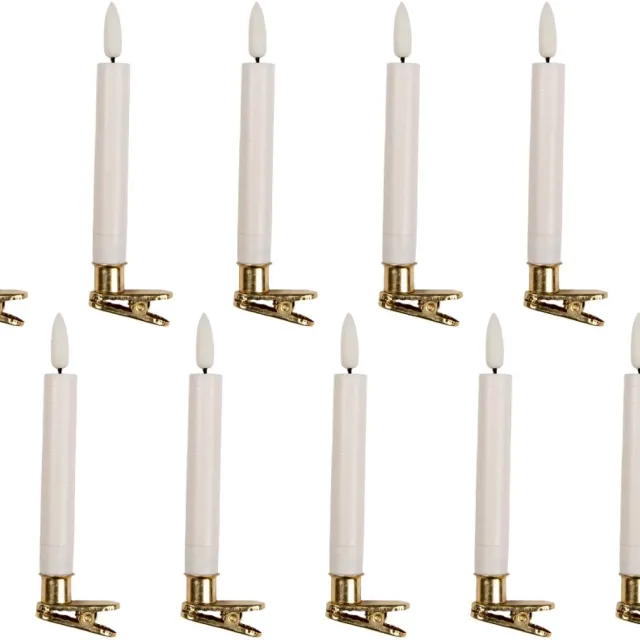 Clayre & Eef LED Dinerkaarsen set van 10 Ø 2x14 cm Wit Wax