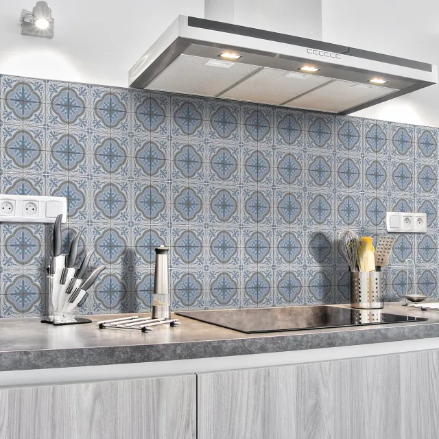 Ambiance Sticker Zelfklevende muurtegelstickers voor keuken en badkamer - 30 cementtegelstickers (azulejos segundo) - 30 stickers, 10x10cm Multi color