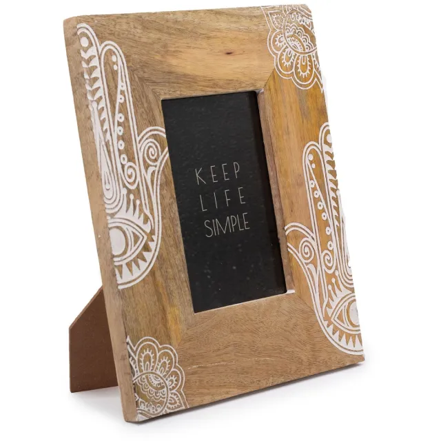Ancient Wisdom Fotolijst - Middelgrote fotolijst mangohout wit 26x20x2cm - Fotohouder - Wanddecoratie - Interieuraccessoire - Kunstwerk - Decoratie