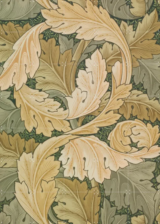 IXXI Acanthus green, William Morris & Victoria and Albert Museum - 100 x 140 cm - Grote wanddecoratie en posters - Art Deco, Illustraties, Vintage Koele tinten / Groen