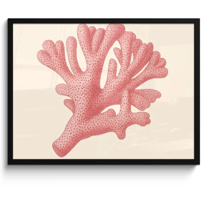 FrameYourWall Poster in lijst - Fotolijst 70x50 cm - Posters - Koraal - Stipjes - Roze - Posterlijst zwart - Decoratie - Wanddecoratie woonkamer - Muurdecoratie slaapkamer