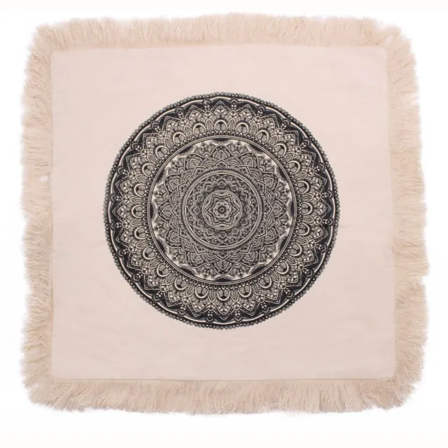 Ancient Wisdom 4 x Traditional Mandala Cushion - 60x60cm - black zwart