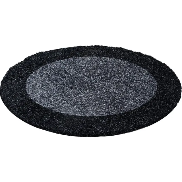 Muratap Basic Rond Shaggy Kader vloerkleed Antraciet / Grijs Hoogpolig