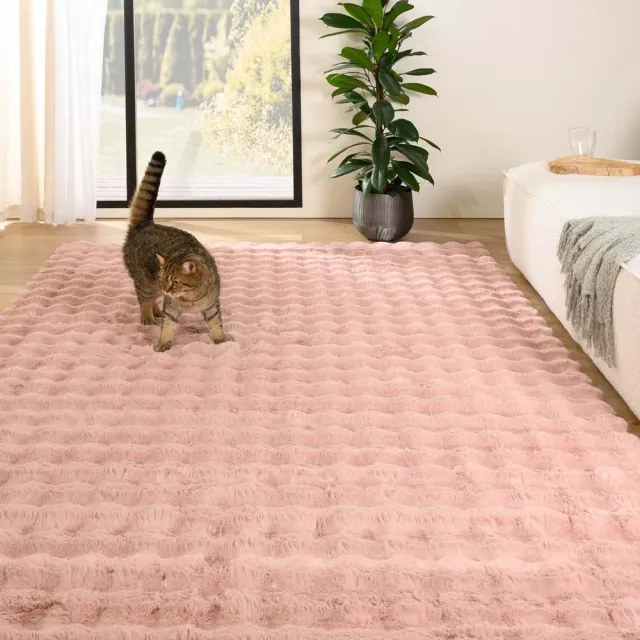 Tapeso Fluffy vloerkleed - Cloud roze 200x290