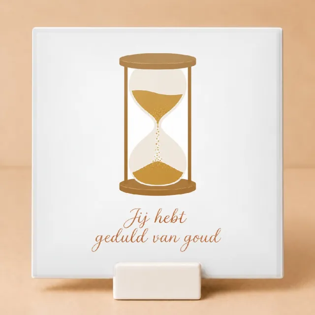 Bedruk King Vrolijke Tegel 'Jij hebt geduld van goud' – Eindejaars-applaus voor de klas en leraren cadeau - 11 x 11 cm met houder Wit