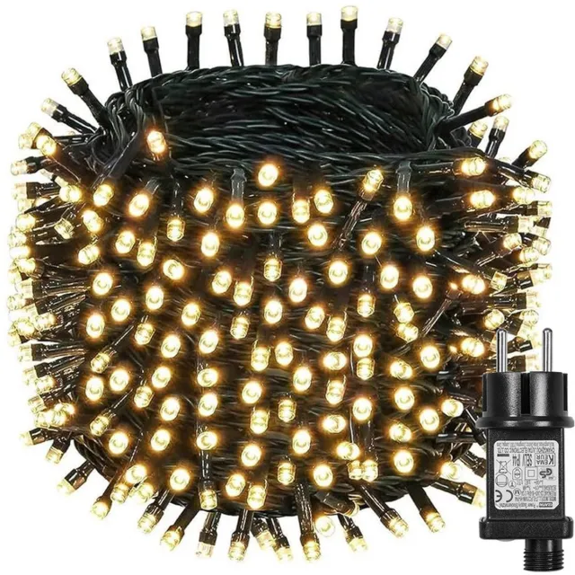 MUPOO Kerstboom Lichtslinger - 50 Meter - 250 LEDs - Kerstverlichting voor Binnen en Buiten - Warm Wit - Kerstversiering Lichtsnoer- Buitenverlichting