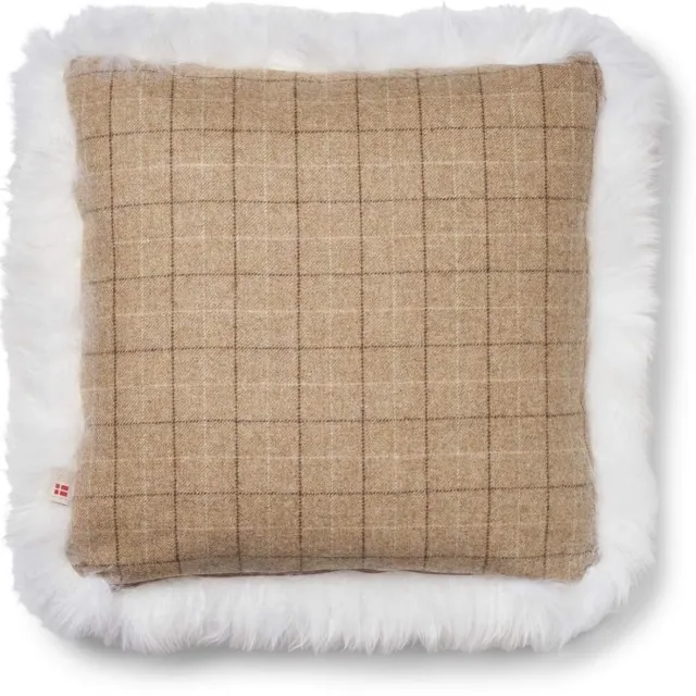 Sheepskin House Eenzijdig Schapenvacht Kussen - LW - 52x52 cm Oatmeal-Beige/Ivory
