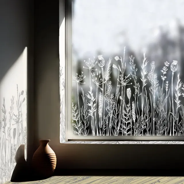 Solacis Privacy Folie Raam - Raamfolie - Folie Raam - Zichtwerend - Anti Inkijk Raamfolie - Must have voor uw privacy! Transparante bloemen