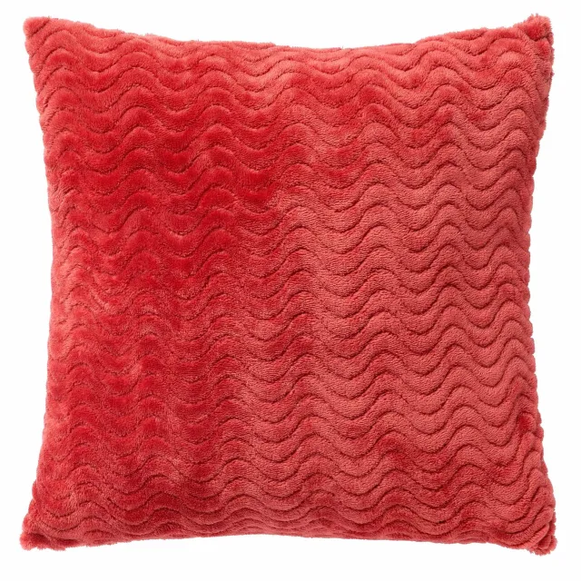 Dutch Decor BART - sierkussen 45x45 cm - gerecycled - golfpatroon - Cranberry - roze - Inclusief binnenkussen - Luxe kussens voor woonkamer & bank Donkerroze