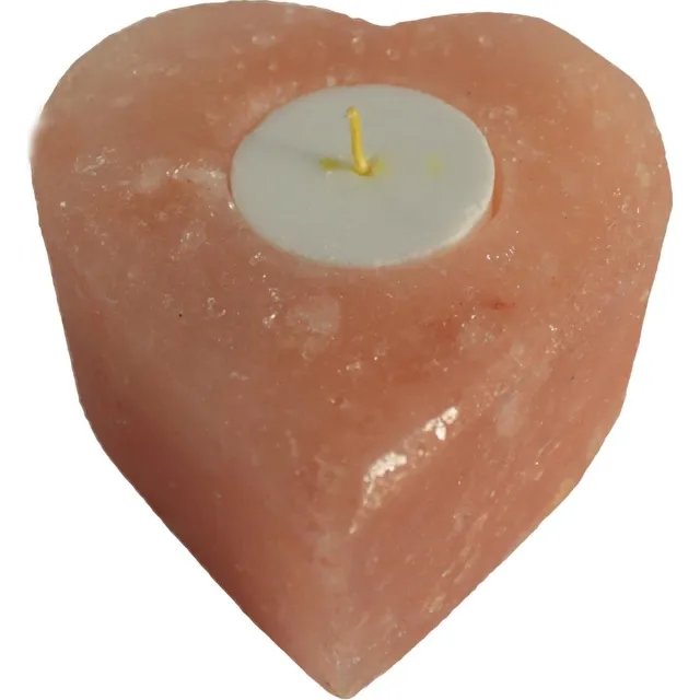 Ancient Wisdom Himalaya Zoutsteen Theelichthouder - Hart - 10x12x9cm - 600-800gr Brons