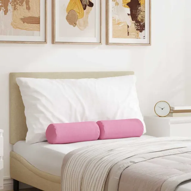 vidaXL Bolster Kussens 2 st Stof Roze Dia. 15 x 40 cm