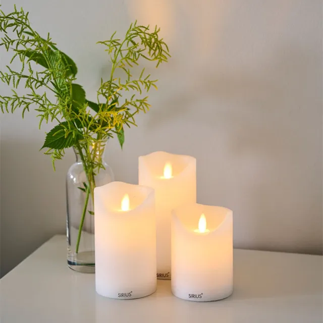 Sirius Sara Rechargeable heroplaadbare LED kaarsen - set van 3 verschillende - D 7.5 cm - H 10/12.5/15 cm Wit
