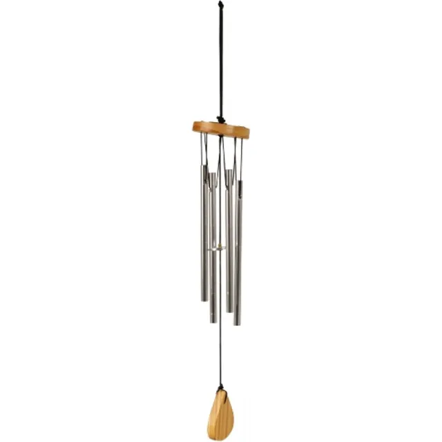 Radey's Windgong - metaal - aluminium - 4 Buizen - 33 cm - mini windgong - windchime - windorgel Zilver Hout