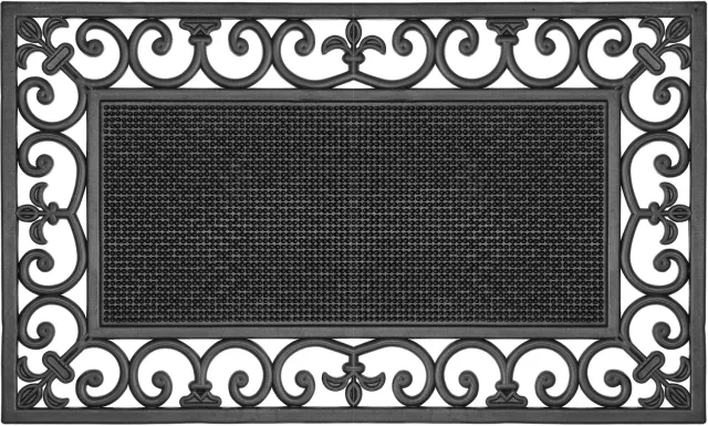 GARRONDA 45 x 75 cm 12 mm Voetmat Schoonloopmat Hardrubber GD-0263 Zwart Raster