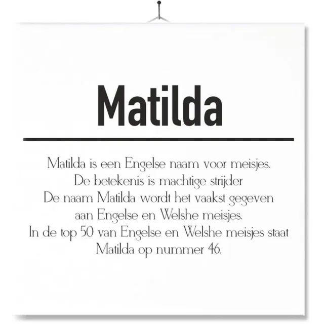 MC Living Tegel Met Opdruk | Betekenis | Kado | Cadeau | Met Naam - Matilda Multi-Color