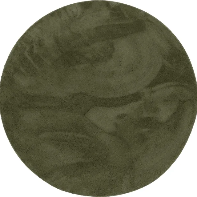 Pergamon Luxus Super Soft Feel Vloerkleed Pearl rond Donkergroen