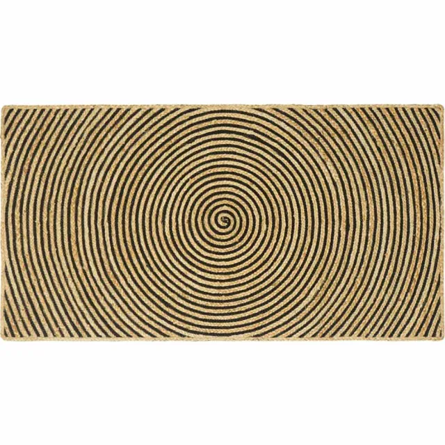 vidaXL Gebied Tapijt Naturel en Zwart 80 x 150 cm Jute