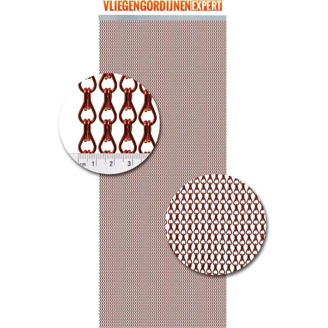 Vliegengordijnenexpert® Vliegengordijnenexpert - Vliegengordijn aluminium ketting - 90x210 cm - rood