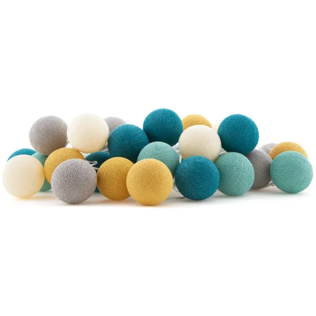 Cotton Ball Lights LED lichtslinger voor binnen - Handgemaakt en Fairtrade - 35 lampjes - Pacific