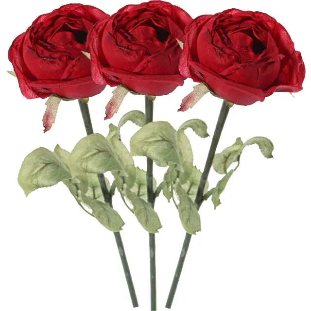 Top Art Kunstbloem roos Diana - 3x - rood - 36 cm - kunststof steel - decoratie bloemen