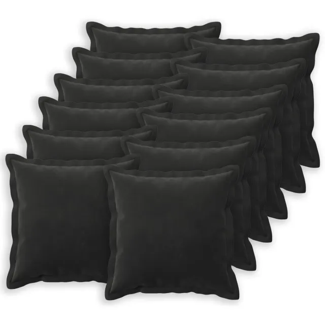 vidaXL Dekenkussen - 12 - st - HOUTEN - Zwart - 40 - x - 40 - cm - fluweel