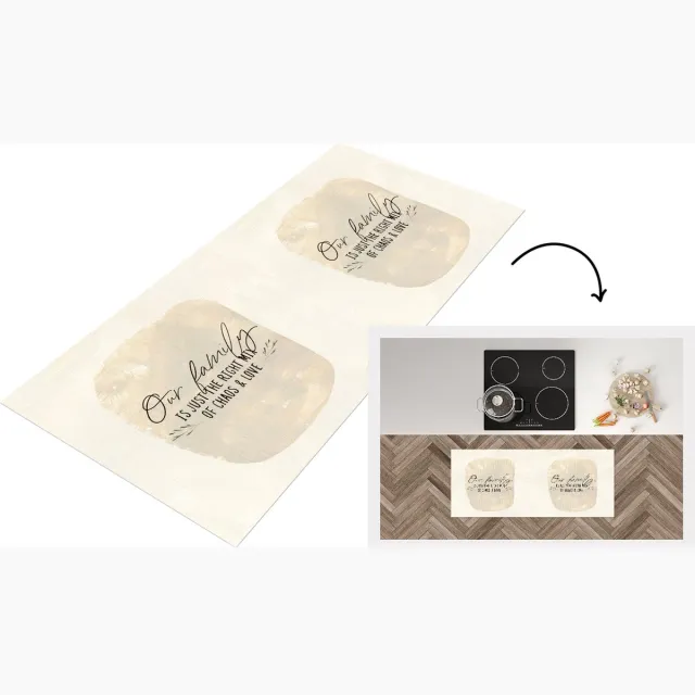 KitchenYeah Keukenloper - Loper keuken - Quotes - Our family is just the right mix of chaos & love - Spreuken - Familie - Keukenloper vinyl Multicolor