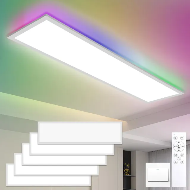 Oraymin RGB LED Plafond Paneel-100x25cm-Afstandsbediening-30W-3000-6500K-Slaapkamer-5 Stuks Wit